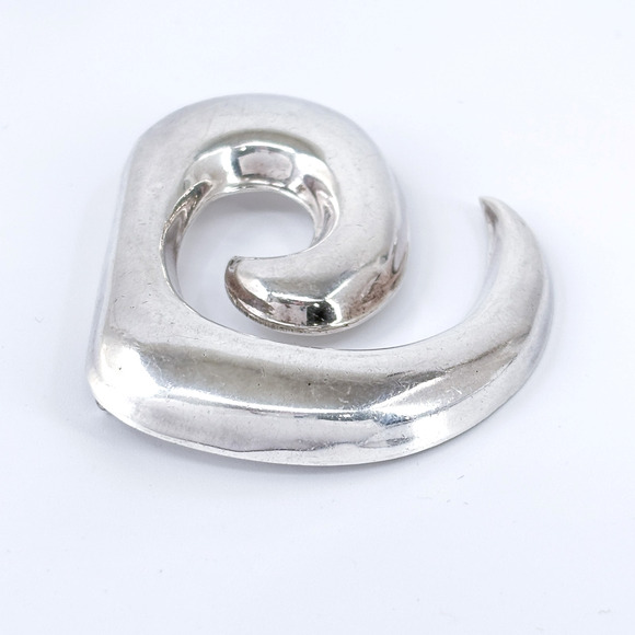 Vintage Sterling Silver 925 Modernist Spiral Brooch Pin - Picture 6 of 8